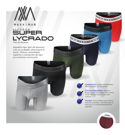 6  Boxer Algodón Lycra + 6 Pares de Medias!🎁