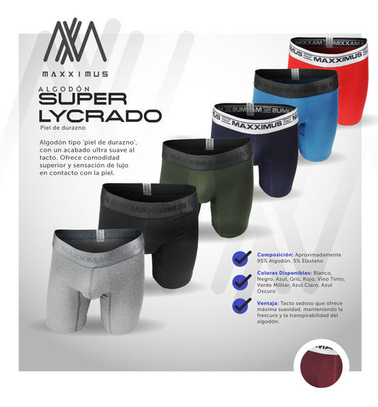 6  Boxer Algodón Lycra + 6 Pares de Medias!🎁