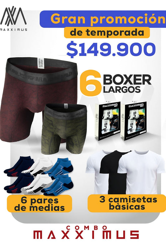 6 BOXERS + 3 CAMISETAS + 6 PARES DE MEDIAS 🎊
